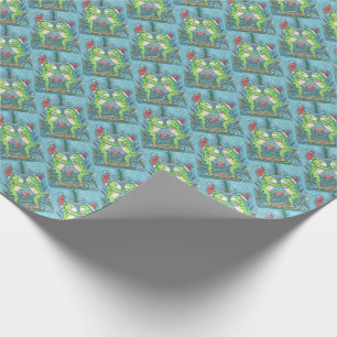 NIEDLICHE SANTA FROGS KISSING UNTER DRAGONFLY MIST GESCHENKPAPIER
