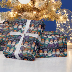 Niedliche Santa Gnomes Geschenkpapier