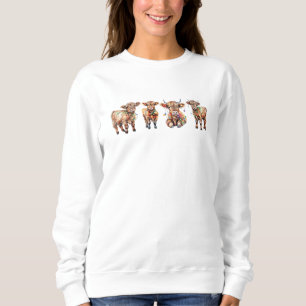 Niedliche Santa Highland Kühe, Funny Mooey Weihnac Sweatshirt