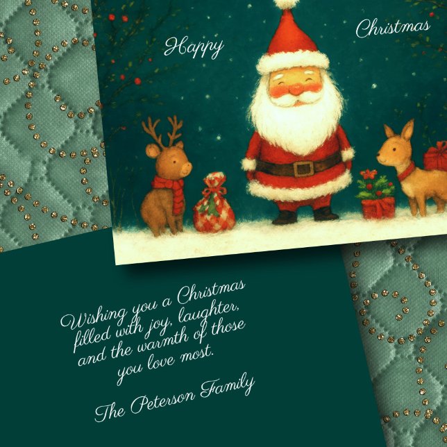 Niedliche Santa Illustration mit Tieren Karte (Von Creator hochgeladen)