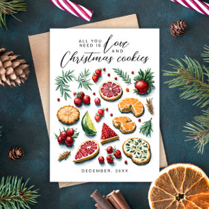 Niedliche Santa Liebe und Kekse Rot grüne Wasserfa Feiertagskarte