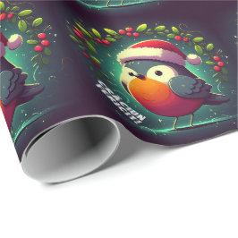Niedliche Santa Robins rumänische Flagge Geschenkpapier