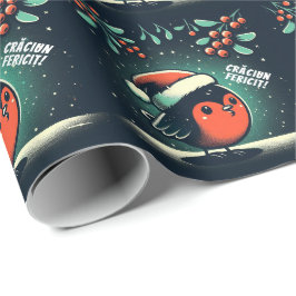Niedliche Santa Robins rumänische Flagge Geschenkpapier
