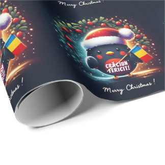 Niedliche Santa Robins rumänische Flagge Geschenkpapier