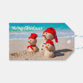 Niedliche Santa Sand Snowmen Geschenkanhänger