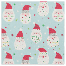 Niedliche Santas mit festlich blauen Bärten Stoff