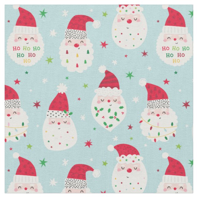 Niedliche Santas mit festlich blauen Bärten Stoff (Nahaufnahme)