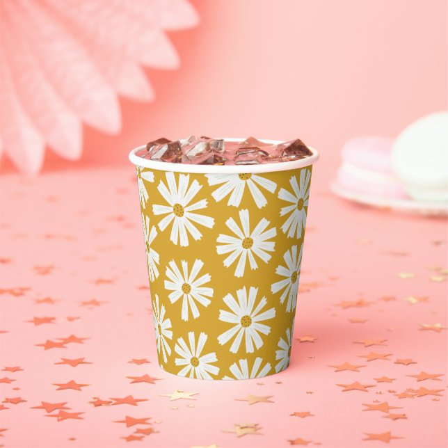 Niedliche Scandi Daisy Paper Cups Pappbecher (Insitu)