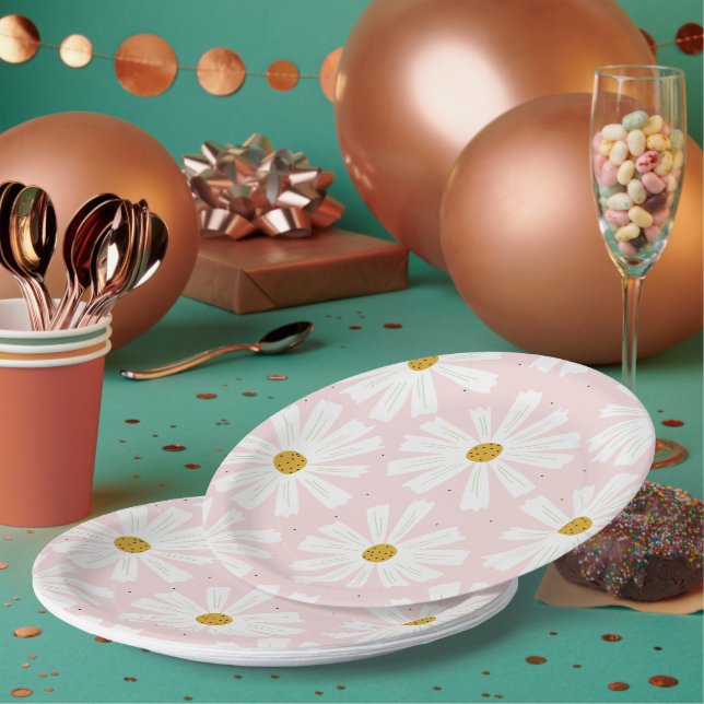 Niedliche Scandi Daisy Papierplatte Pappteller (Multi)