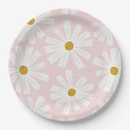 Niedliche Scandi Daisy Papierplatte Pappteller