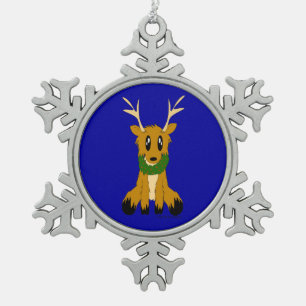 Niedliche schäbige Weihnachtsren-Verzierung Schneeflocken Zinn-Ornament