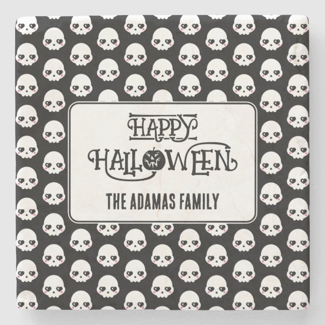 Niedliche Schädel mit Nachname Steinuntersetzer (Vorderseite)