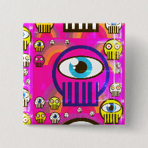 Niedliche Schädel u. alienschädel auf Knopf