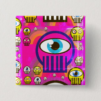 Niedliche Schädel u. alienschädel auf Knopf Button