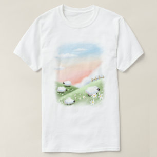 Niedliche Schafe auf rollenden grünen Hügeln T-Shirt