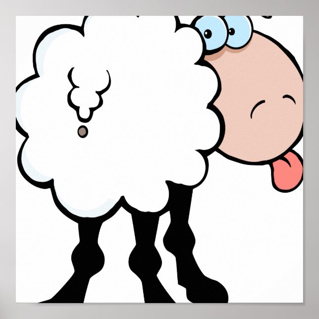 niedliche Schafe, die sich von hinten die Zunge he Poster (Vorne)