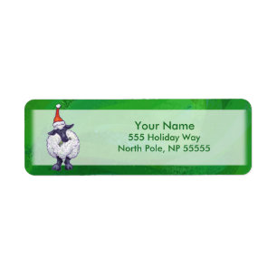 Niedliche Schafe in Weihnachtsmannmütze auf grün