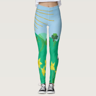 niedliche Schafe mit Baumhügeln blauer Himmel und Leggings