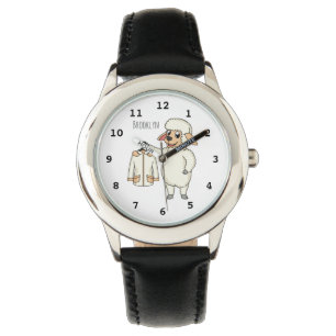 Niedliche Schafe mit Cartoon Armbanduhr