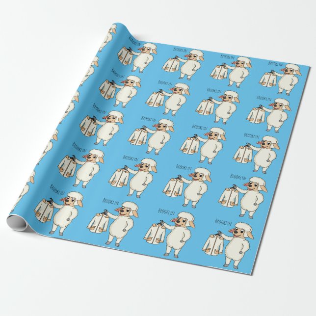 Niedliche Schafe mit Cartoon Geschenkpapier (Ungerollt)