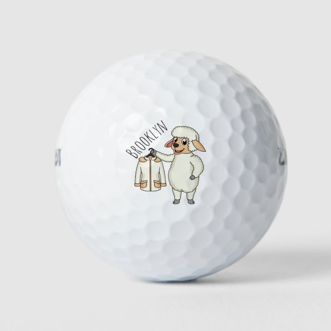Niedliche Schafe mit Cartoon Golfball (Vorderseite)
