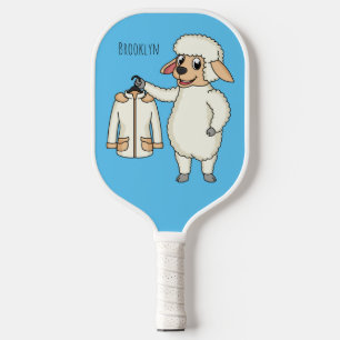 Niedliche Schafe mit Cartoon Pickleball Schläger