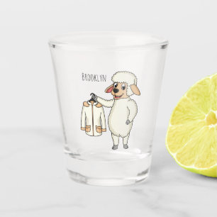 Niedliche Schafe mit Cartoon Schnapsglas