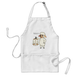 Niedliche Schafe mit Cartoon Schürze