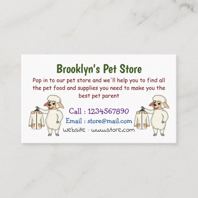 Niedliche Schafe mit Cartoon Visitenkarte (Vorderseite)