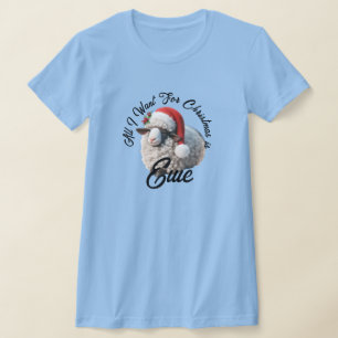 Niedliche Schafe Weihnachtsmannmütze Weihnachten T-Shirt