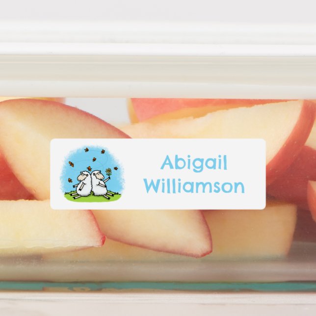 Niedliche Schaffreunde Cartoon personalisiert Etiketten (Befestigt)