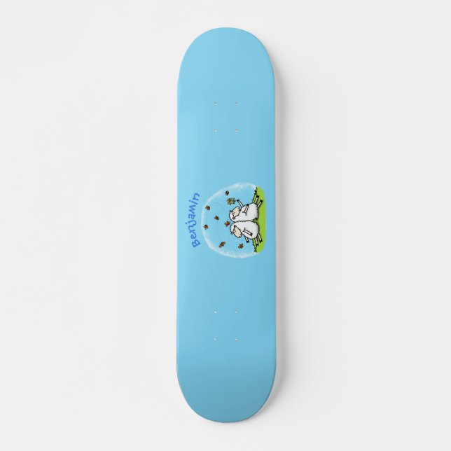 Niedliche Schaffreunde und Schmetterlinge Cartoon Skateboard (Vorne)