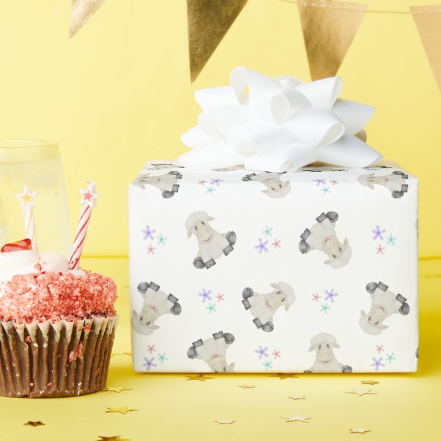 Niedliche Schafskinder Farm Tiere Barnyard Geburts Geschenkpapier (Geburtstagsparty)