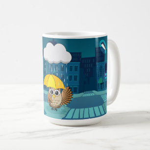 Niedliche Schale mit Regenschirm am Regentag Kaffeetasse