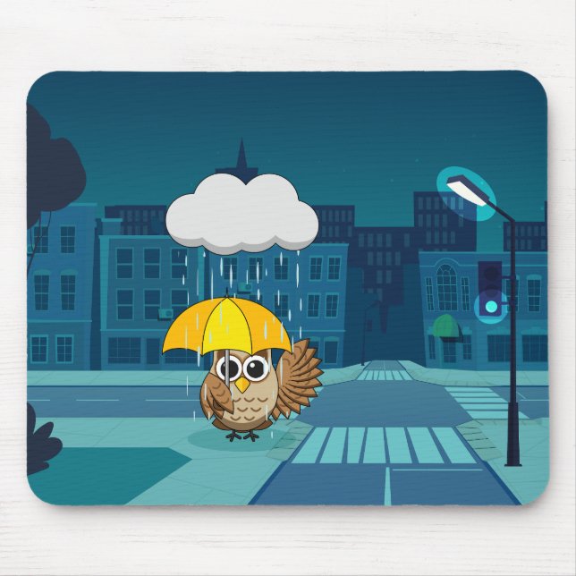Niedliche Schale mit Regenschirm am Regentag Mousepad (Vorne)