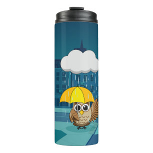 Niedliche Schale mit Regenschirm am Regentag Thermosbecher