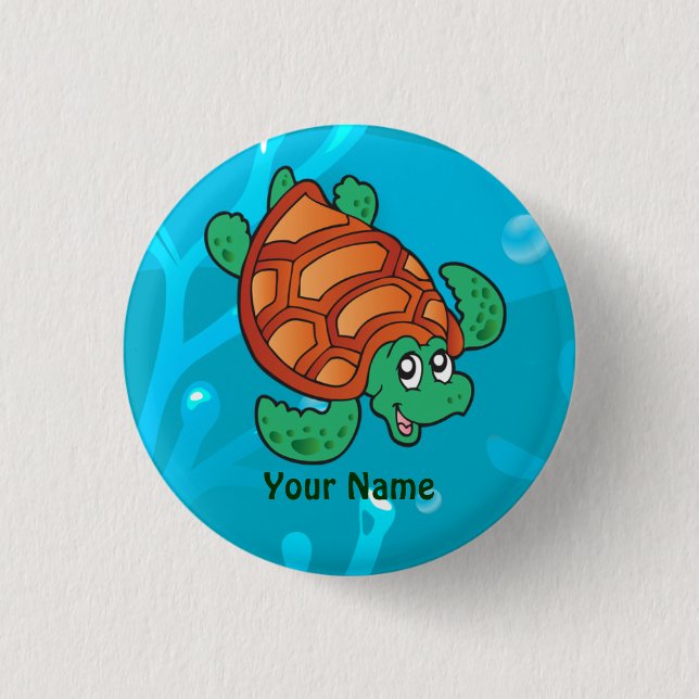 Niedliche Schaltfläche "Ocean Aquatic Turtle Custo Button (Vorderseite)