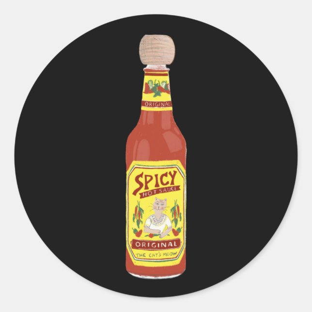 Niedliche scharfe Cats - Hot-Soße-Abbildung schwar Runder Aufkleber (Vorderseite)