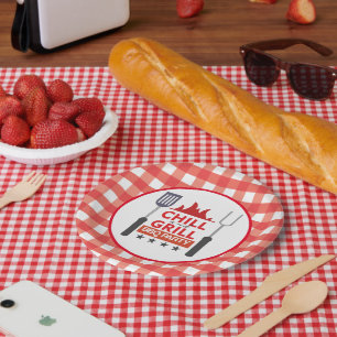 Niedliche Schauer- und Grill-Party-Grillen Pappteller