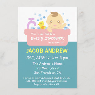 Niedliche Schaumbad-Baby-Jungen-Dusche Einladung