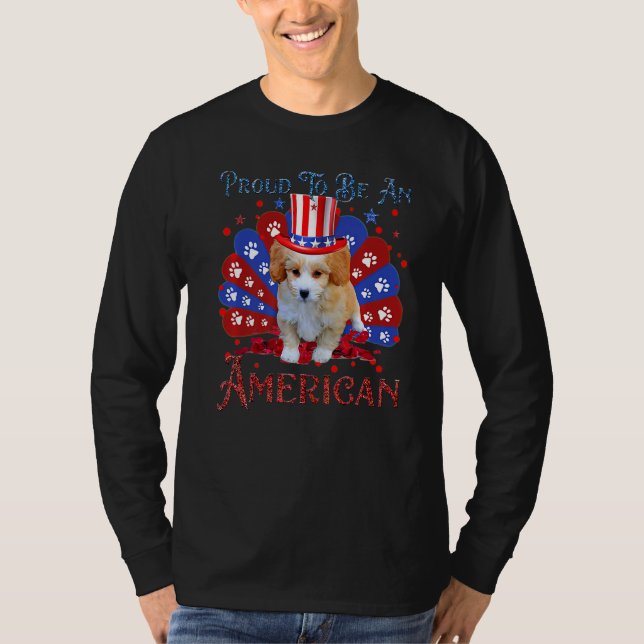 Niedliche schiitische Poo-amerikanische Fahne am 4 T-Shirt (Vorderseite)