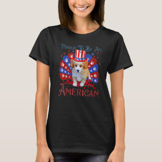 Niedliche schiitische Poo-amerikanische Fahne am 4 T-Shirt