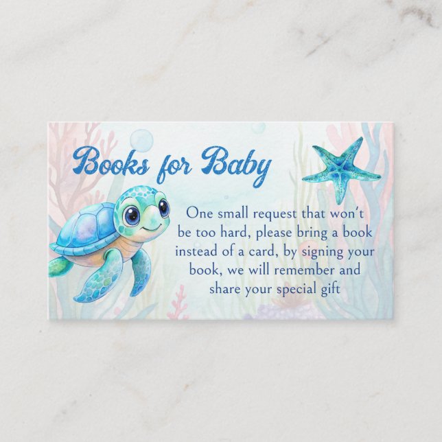 Niedliche Schildkröte Aqua Blue Buchanfrage Begleitkarte (Vorderseite)