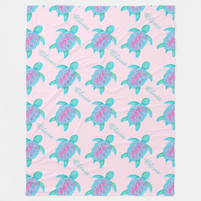 Niedliche Schildkröte Herzname gemusterte Decke (Vorderseite)