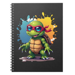 Niedliche Schildkröte mit Sonnenbrille, Farbspritz Notizblock