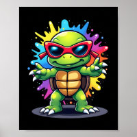 Niedliche Schildkröte mit Sonnenbrille, Farbspritz