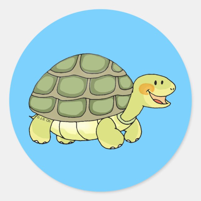 Niedliche Schildkröte Runder Aufkleber (Vorderseite)