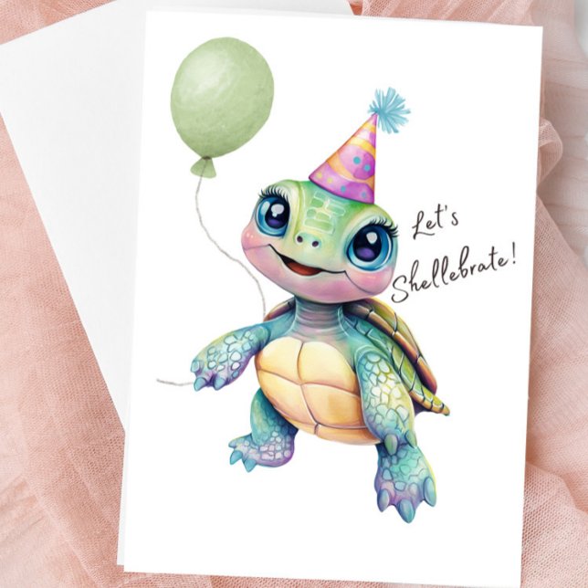 Niedliche Schildkrötenlebridkarte - Hellebrate des Karte (Cute Turtle Blank Greeting Card)