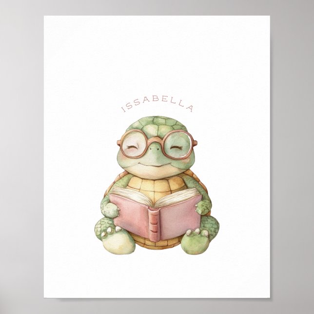 Niedliche Schildkrötenlesung Poster (Vorne)