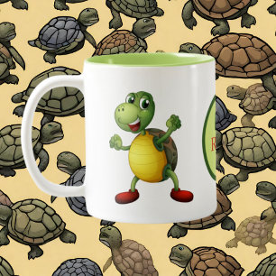 Niedliche Schildkrötenliebhaber fügen Monogramm hi Zweifarbige Tasse